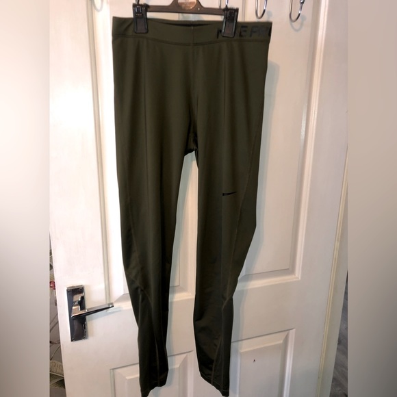 Nike Pants - NIKE PRO khaki leggings size UK M